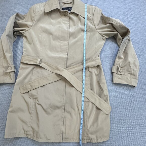 Towne Collection Womens Size L Khaki Trench Coat Belted Padded Shoulder NWT - Picture 12 of 16